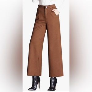 Extremely Soft High Waisted Cropped Palazzo Pants - Fall-Like Burnt Sienna Color
